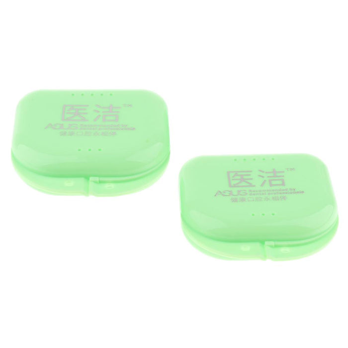 Crofta 2 Denture Storage Container Mouth Guard Case Orthodontic Retainer Box Green