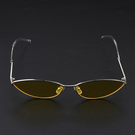 Crofta Vintage Cat Eye Sunglasses Gothic Triangle Narrow Glasses Golden-Yellow