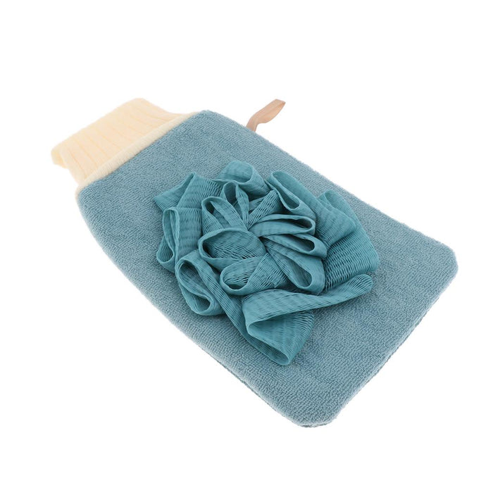 Crofta Women Men Exfoliating Bath Glove Shower Skin Care Scrubber Mitt Blue