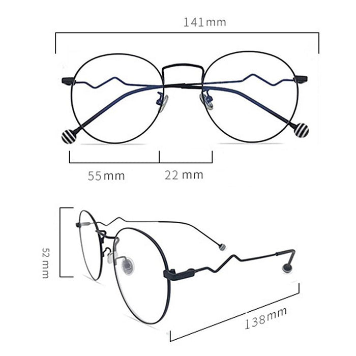 Crofta Women Girls Fashion Stainless Steel Glasses Eyewears Frame Black