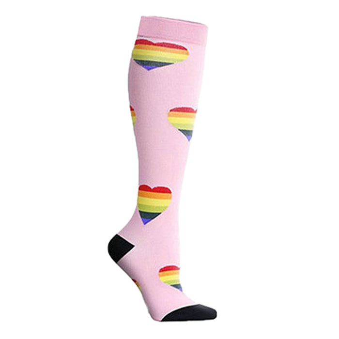 Crofta 1 Pair Running Sports Leg Support Sleeves Compression Socks Pink XL L