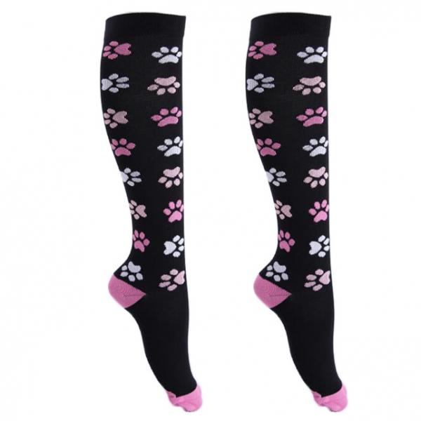 Crofta Women Running Jogging Long Sleeves Compression Socks Black Pink M S