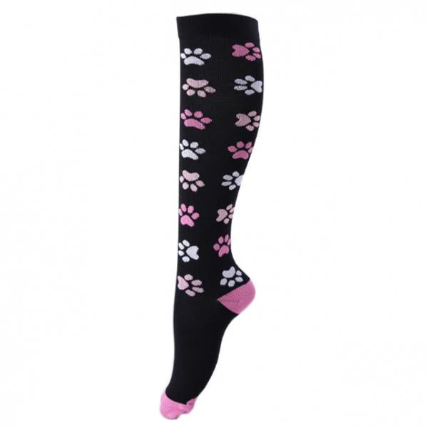 Crofta Women Running Jogging Long Sleeves Compression Socks Black Pink M S