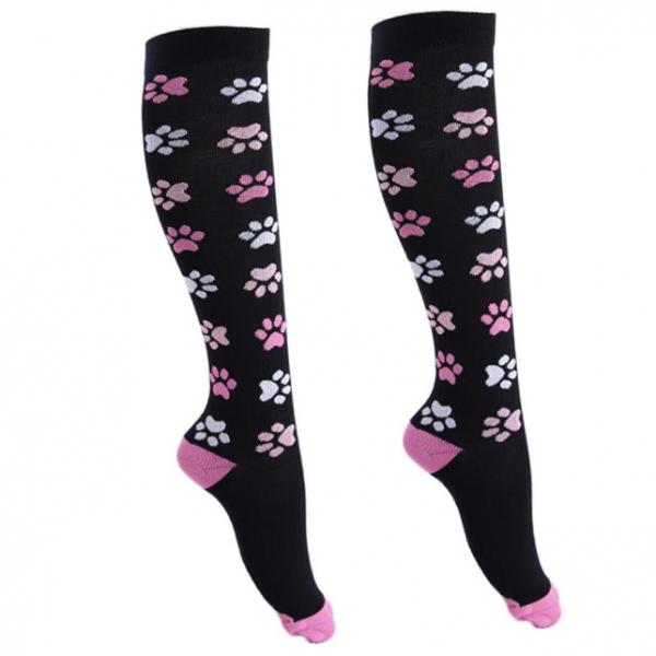 Crofta Women Running Jogging Long Sleeves Compression Socks Black Pink M S