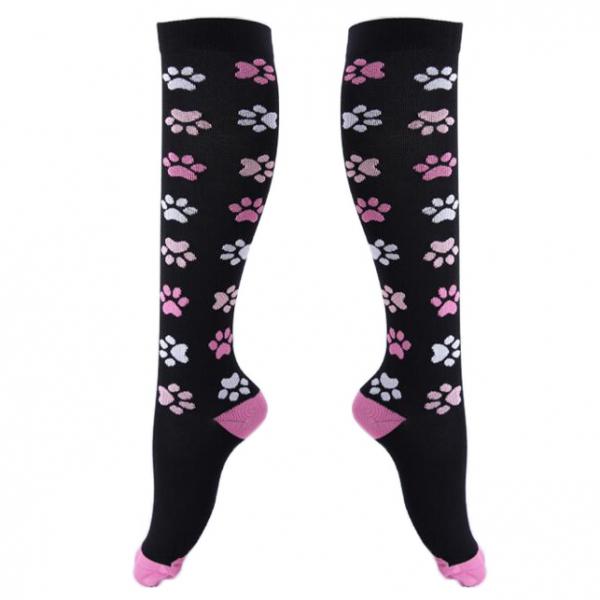 Crofta Women Running Jogging Long Sleeves Compression Socks Black Pink M S