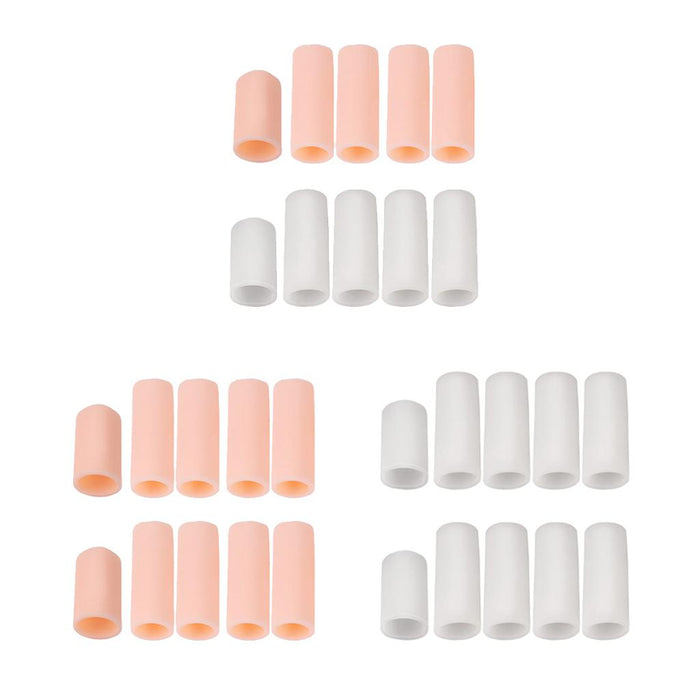 Crofta 10pcs Silicone Gel Toe Finger Caps Covers Sleeves Tubes Skin Color