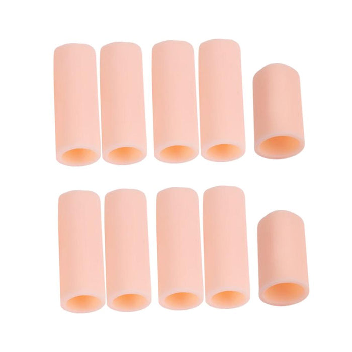 Crofta 10pcs Silicone Gel Toe Finger Caps Covers Sleeves Tubes White