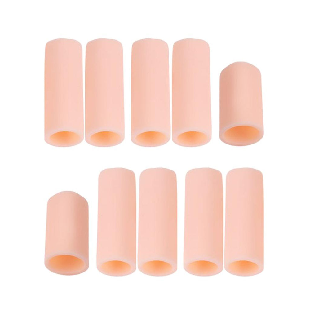 Crofta 10pcs Silicone Gel Toe Finger Caps Covers Sleeves Tubes White