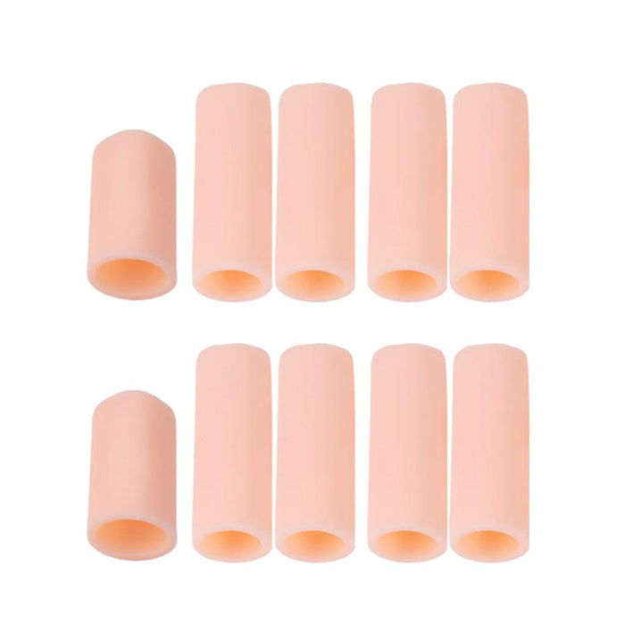 Crofta 10pcs Silicone Gel Toe Finger Caps Covers Sleeves Tubes White