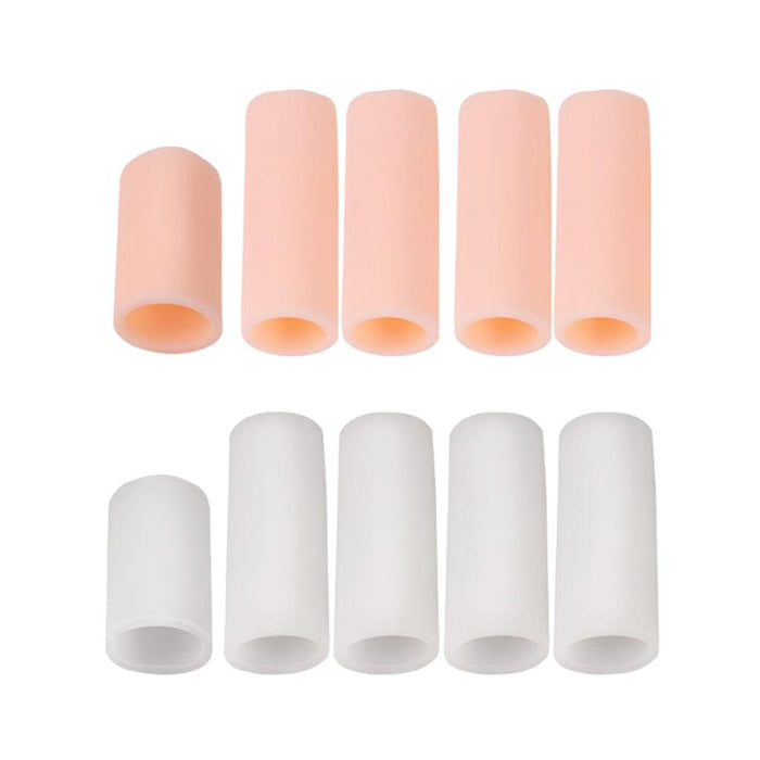 Crofta 10pcs Silicone Gel Toe Finger Caps Covers Sleeves Tubes White and Skin Color