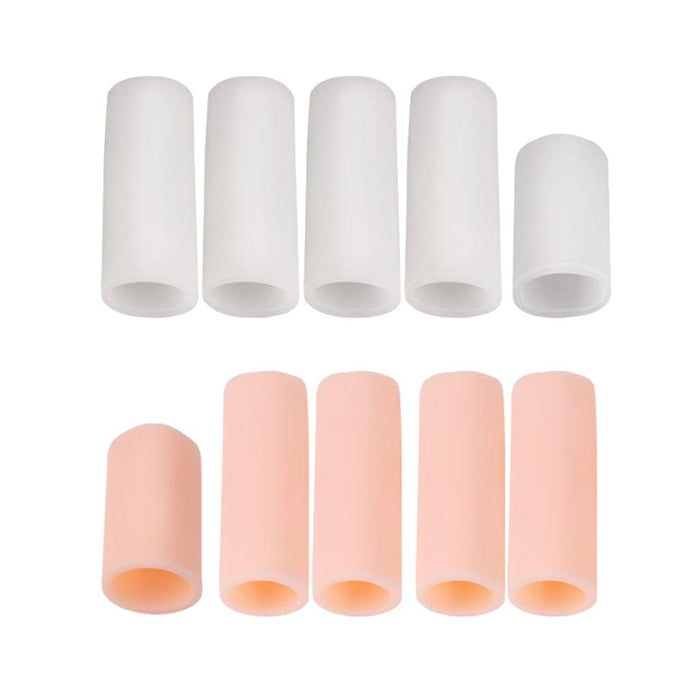 Crofta 10pcs Silicone Gel Toe Finger Caps Covers Sleeves Tubes White and Skin Color