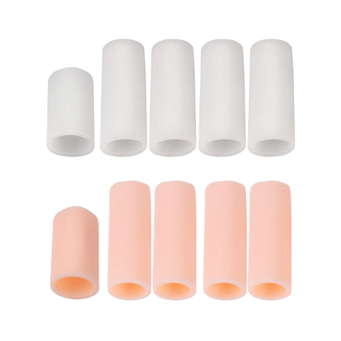 Crofta 10pcs Silicone Gel Toe Finger Caps Covers Sleeves Tubes White and Skin Color