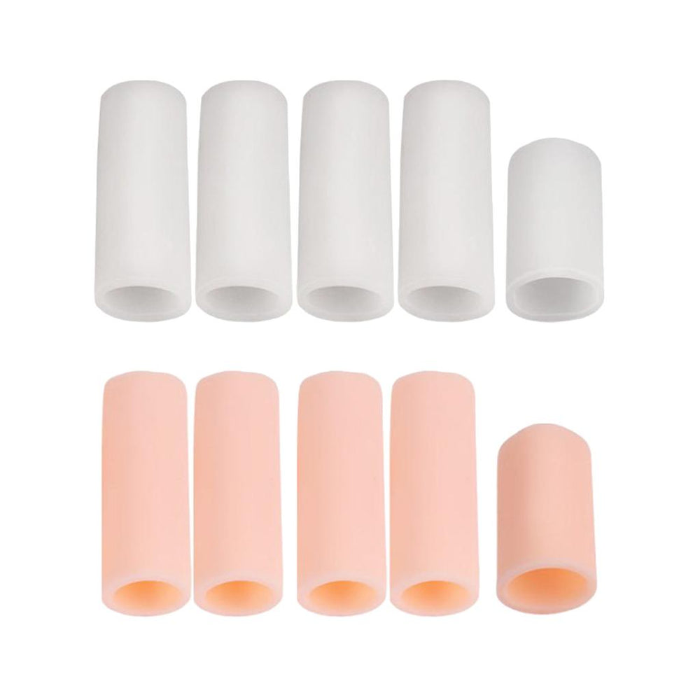 Crofta 10pcs Silicone Gel Toe Finger Caps Covers Sleeves Tubes White and Skin Color