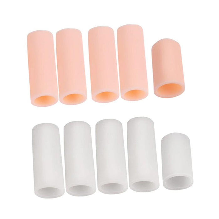 Crofta 10pcs Silicone Gel Toe Finger Caps Covers Sleeves Tubes White and Skin Color