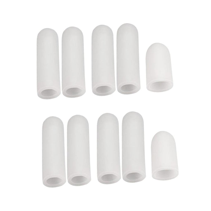 Crofta 10Pcs Thumb Protectors Splint Gel Finger Sleeves Caps Cover Tube White