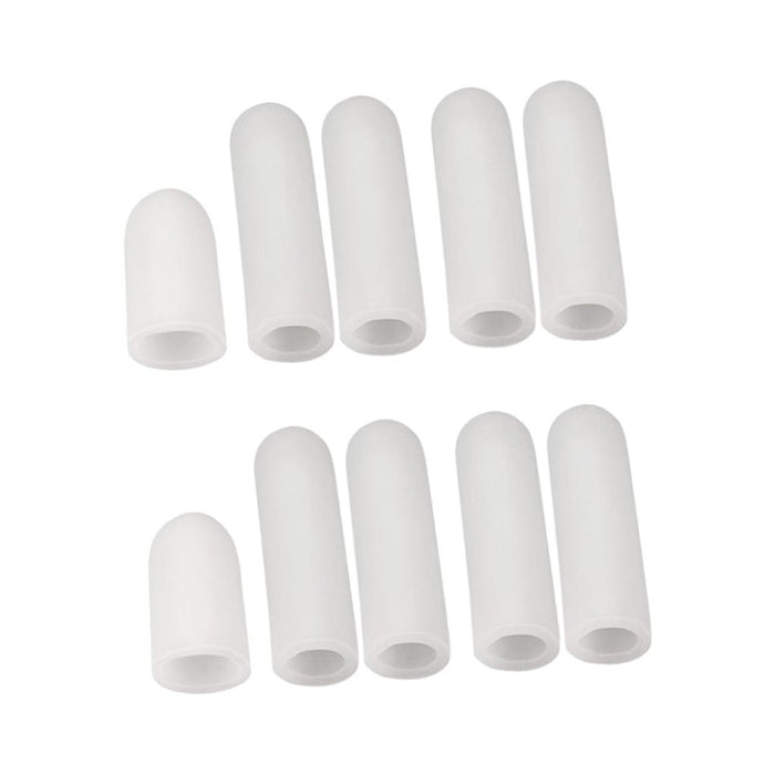 Crofta 10Pcs Thumb Protectors Splint Gel Finger Sleeves Caps Cover Tube White