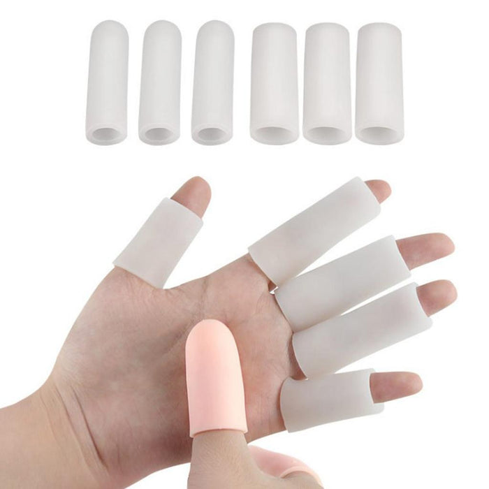 Crofta 10Pcs Thumb Protectors Splint Gel Finger Sleeves Caps Cover Tube White