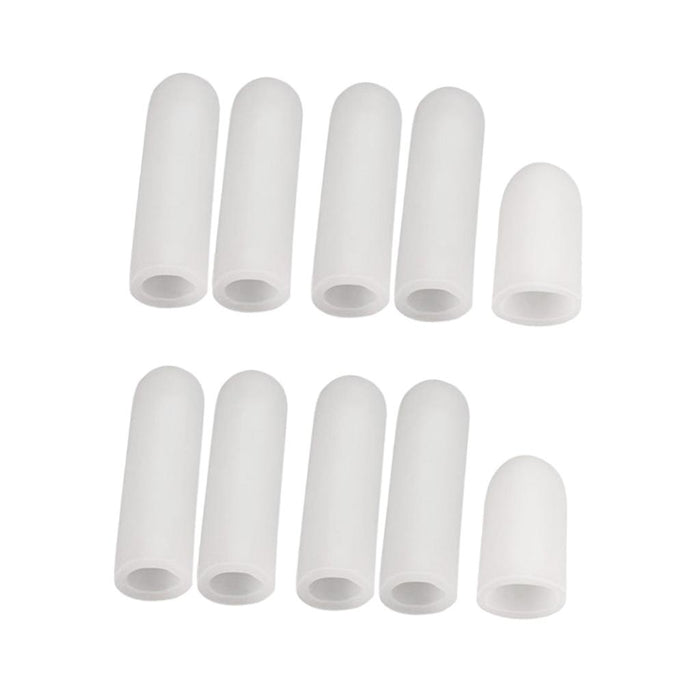 Crofta 10Pcs Thumb Protectors Splint Gel Finger Sleeves Caps Cover Tube White