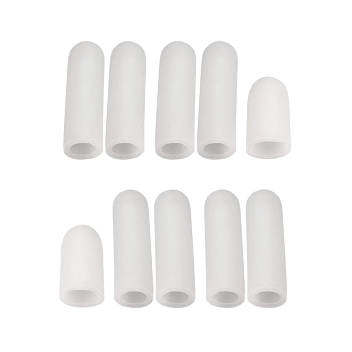 Crofta 10Pcs Thumb Protectors Splint Gel Finger Sleeves Caps Cover Tube White