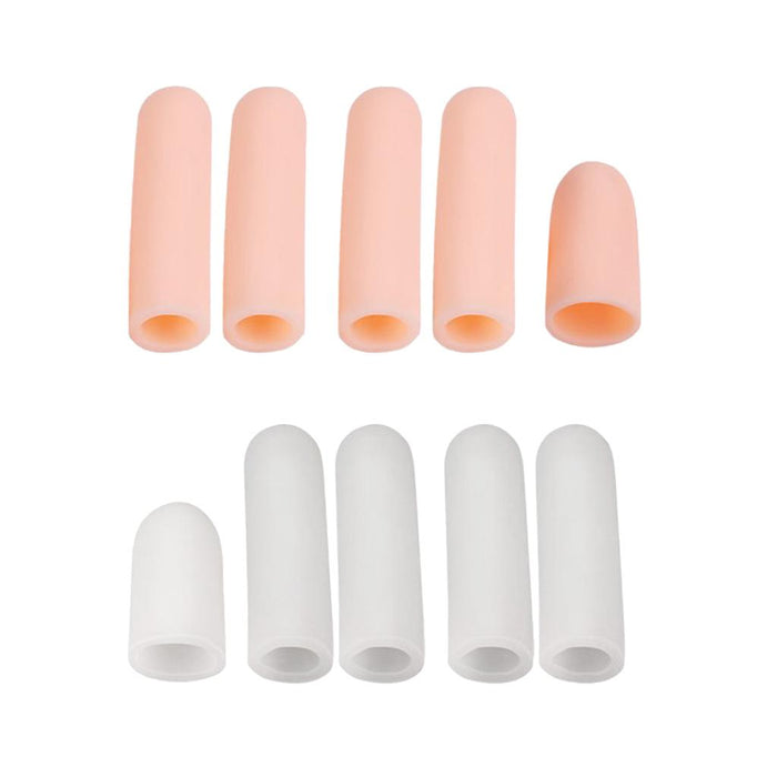 Crofta 10Pcs Thumb Protectors Splint Gel Finger Sleeves Caps Cover Tube Skin+White