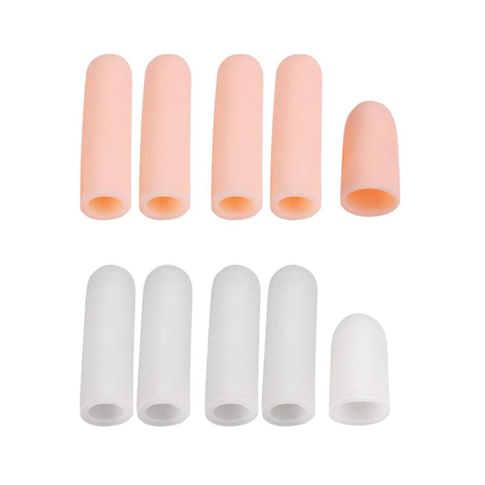 Crofta 10Pcs Thumb Protectors Splint Gel Finger Sleeves Caps Cover Tube Skin+White