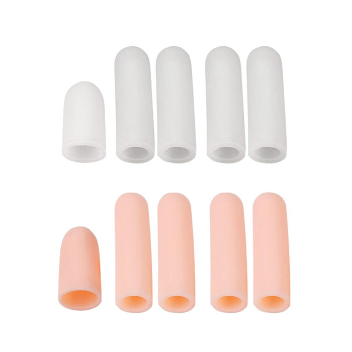 Crofta 10Pcs Thumb Protectors Splint Gel Finger Sleeves Caps Cover Tube Skin+White