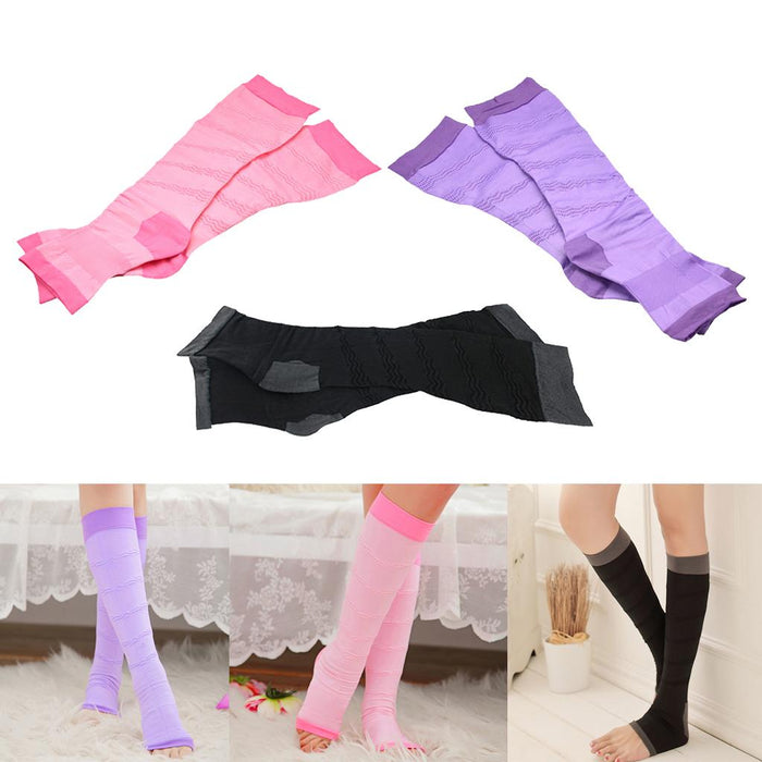 Crofta 1 Pair Women Open Toe Compression Socks Sleeves For Sports Running Purple