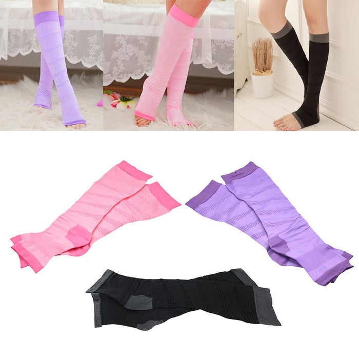 Crofta 1 Pair Women Open Toe Compression Socks Sleeves For Sports Running Purple