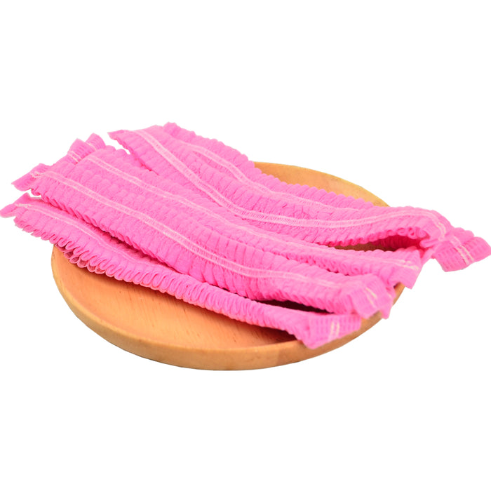 Crofta 100 Disposable Non Woven Hair Net Cap Hairnet Dust Proof Head Cover Hat Pink