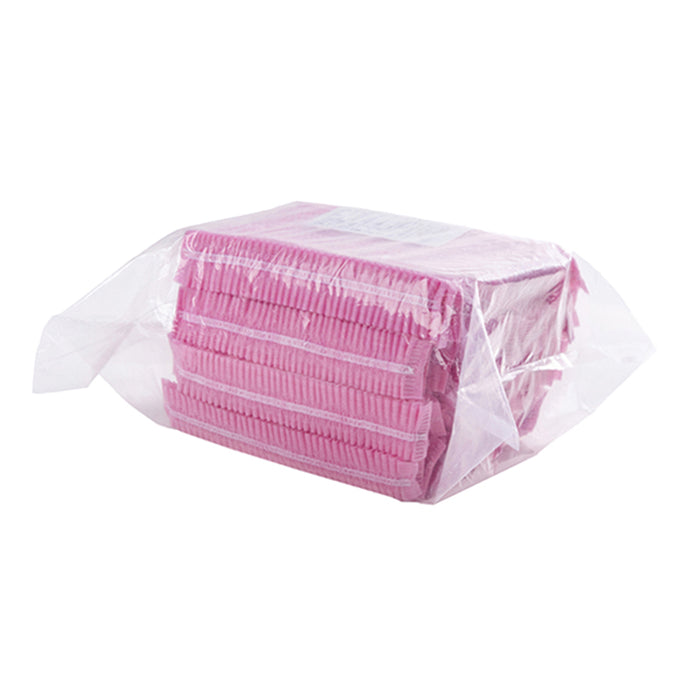 Crofta 100 Disposable Non Woven Hair Net Cap Hairnet Dust Proof Head Cover Hat Pink