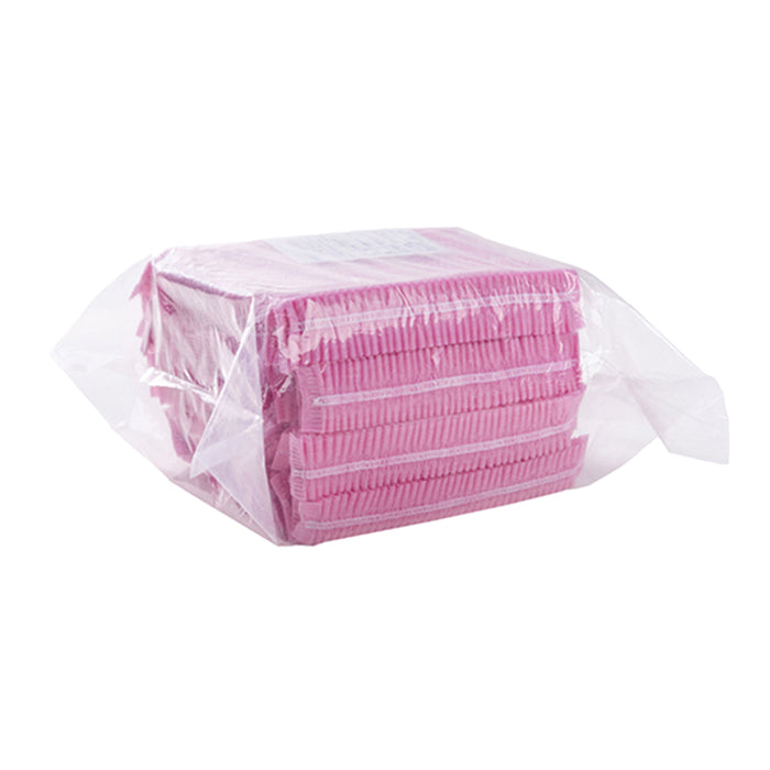 Crofta 100 Disposable Non Woven Hair Net Cap Hairnet Dust Proof Head Cover Hat Pink