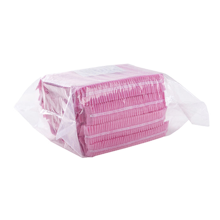 Crofta 100 Disposable Non Woven Hair Net Cap Hairnet Dust Proof Head Cover Hat Pink