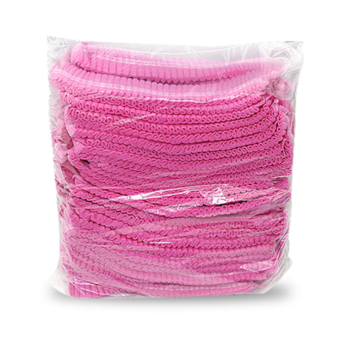 Crofta 100 Disposable Non Woven Hair Net Cap Hairnet Dust Proof Head Cover Hat Pink