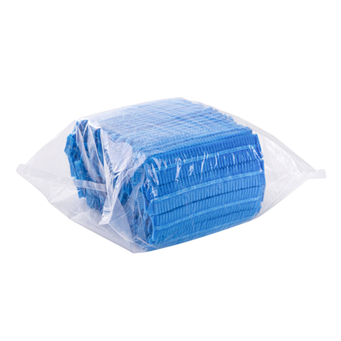 Crofta 100 Disposable Non Woven Hair Net Cap Hairnet Dust Proof Head Cover Hat Blue