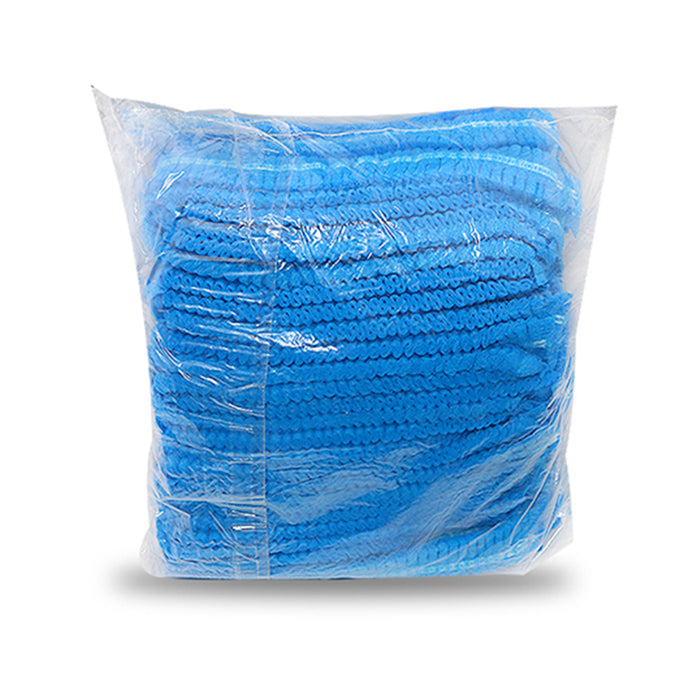 Crofta 100 Disposable Non Woven Hair Net Cap Hairnet Dust Proof Head Cover Hat Blue