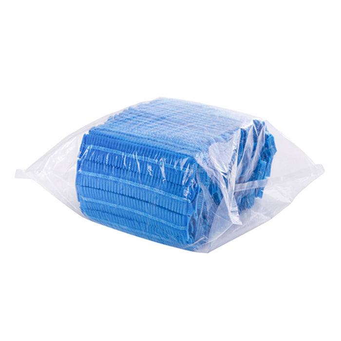 Crofta 100 Disposable Non Woven Hair Net Cap Hairnet Dust Proof Head Cover Hat Blue