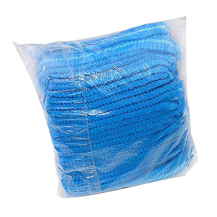 Crofta 100 Disposable Non Woven Hair Net Cap Hairnet Dust Proof Head Cover Hat Blue