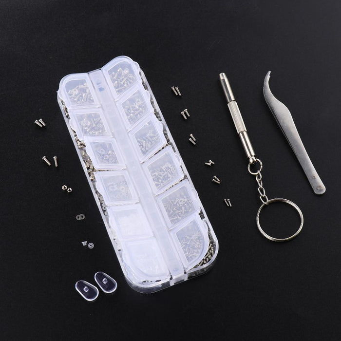 1 Box Eyeglass Sun Glasses Screw Nut Nose Pad Screwdriver Repair Tool Assorted Kit