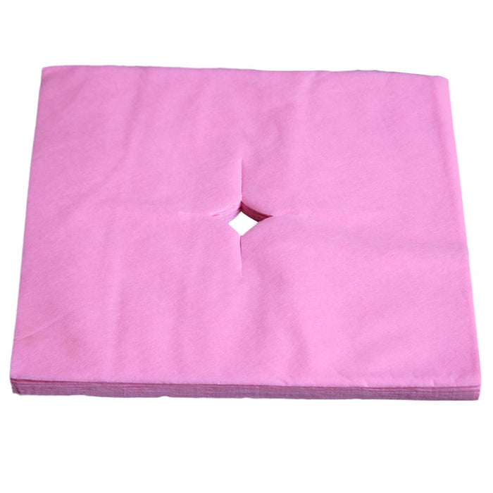 Crofta 100 Pcs Disposable Non Woven Face Rest Cradle Covers With Cross Cut Pink