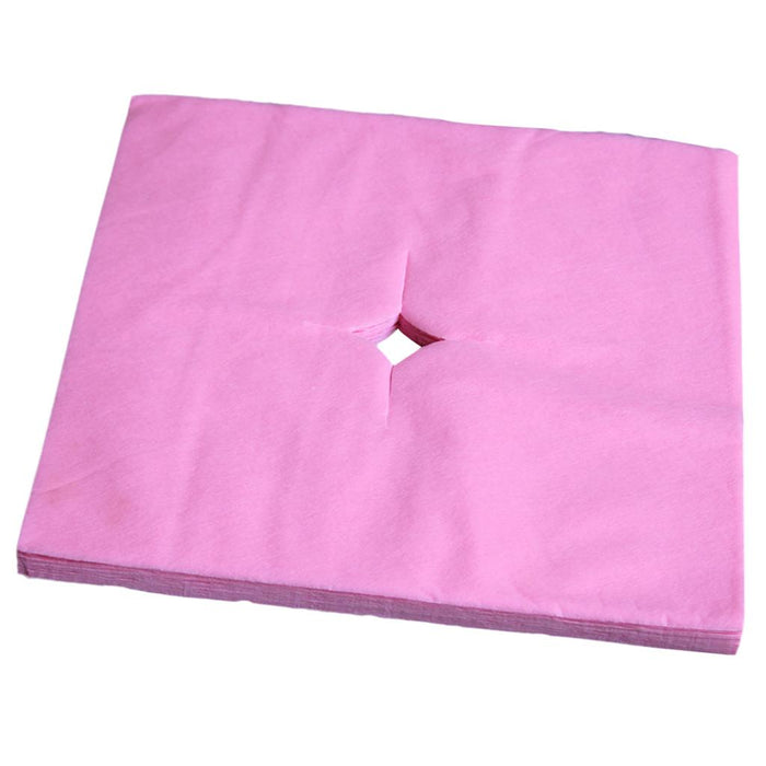 Crofta 100 Pcs Disposable Non Woven Face Rest Cradle Covers With Cross Cut Pink