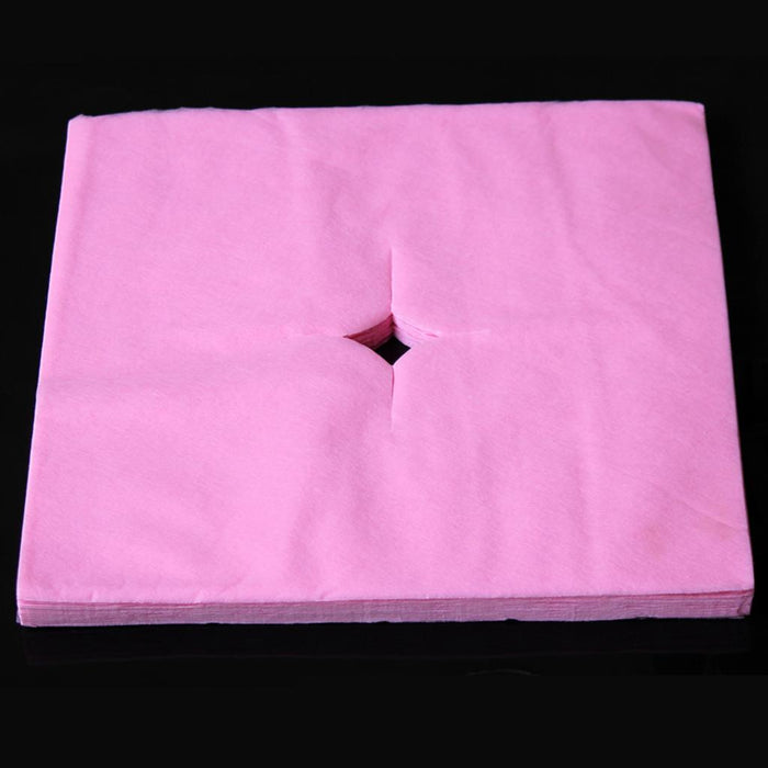 Crofta 100 Pcs Disposable Non Woven Face Rest Cradle Covers With Cross Cut Pink