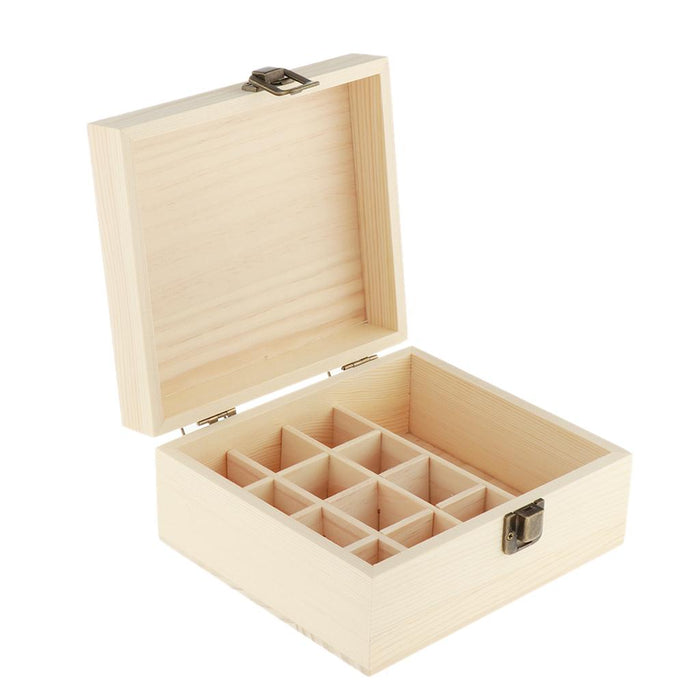 Crofta 12 Grids Handmade Natural Essential Oil Display Storage Box Carrying Case