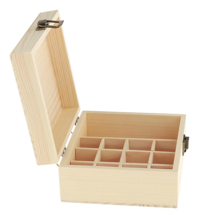 Crofta 12 Grids Handmade Natural Essential Oil Display Storage Box Carrying Case