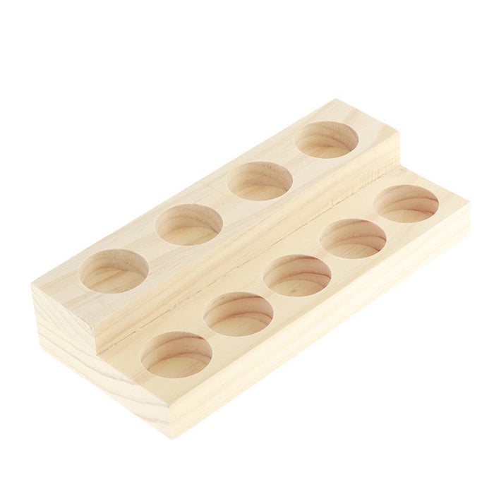 Crofta 2 Layers 9 Slots Wooden Essential Oil Display Case Storage Rack Tray Holder