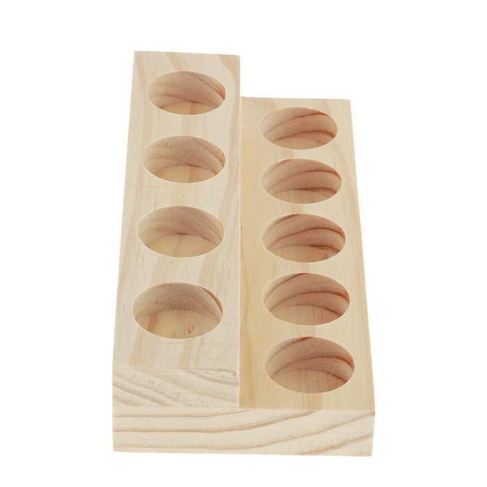 Crofta 2 Layers 9 Slots Wooden Essential Oil Display Case Storage Rack Tray Holder