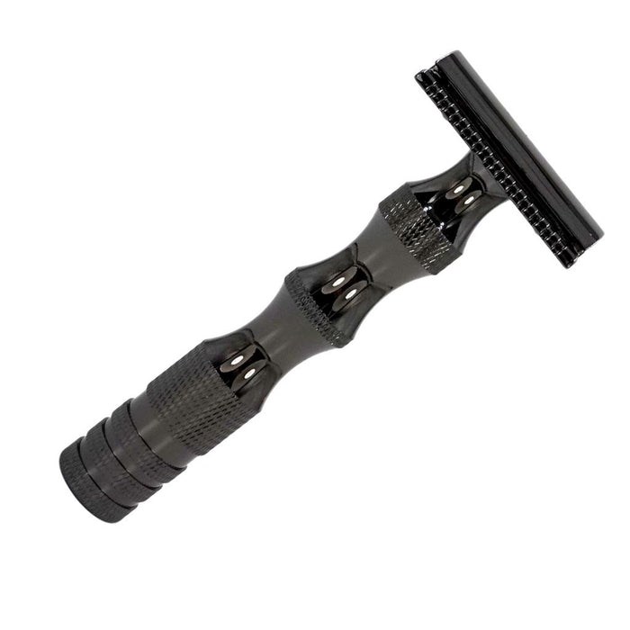 Crofta Zin Alloy Men Double Edge Safety Shaving Razor Beard Grooming Tool Black