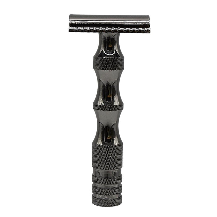 Crofta Zin Alloy Men Double Edge Safety Shaving Razor Beard Grooming Tool Black