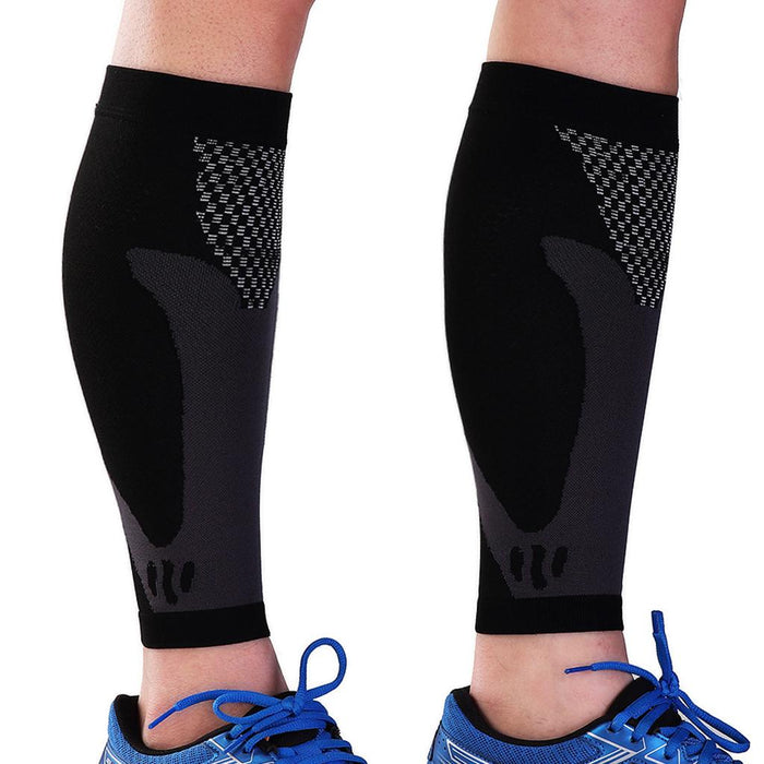 Crofta 1Pair Sports Calf Compression Sleeves Shin Splint Leg Support Brace Wraps L