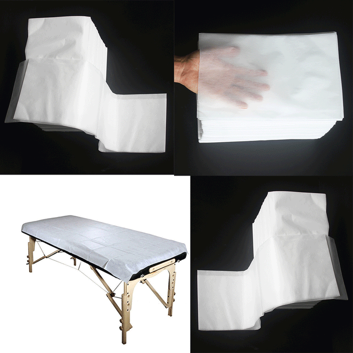 Crofta 100 Pcs Non-woven Disposable Massage Table Sheet Bed Cover 70x170cm White