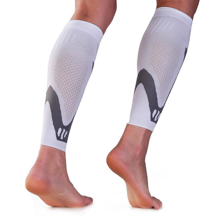 Crofta 1 Pair Sports  Running Calf Compression Sleeves Leg Guard Wrap White S